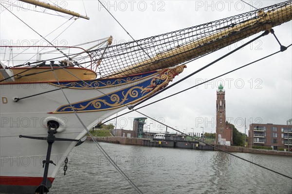 Bow of the training ship, Germany, figurehead, Bremerhaven, Germany, Europe