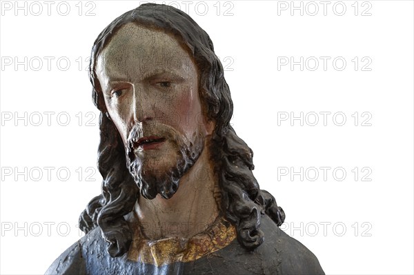 Palmesel wooden figure around 1880, Christ detail on white ground, Dominican convent Wettenhausen,