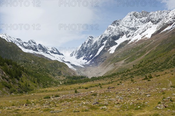 Mountain panorama on the Langgletscher in Valais, Bernese Alps, Lötschental, hiking, mountains,