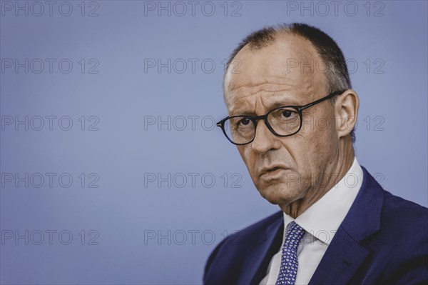 Friedrich Merz, CDU party chairman, at the Federal Press Conference on the consequences of Solingen