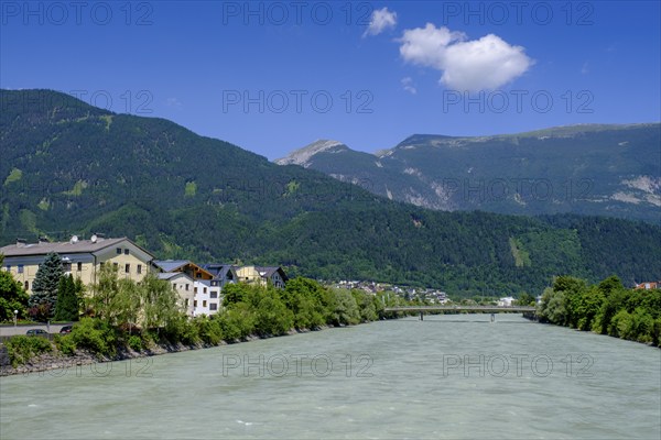 Row of houses on the Inn, Schwaz, Inntal, Tyrol, Austria, Europe