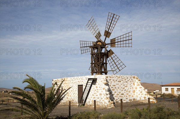Traditional windmill at Tefia, Fuerteventura, Canary Islands, Spain, Europe