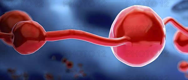 Three dimensional render of cholesterol in blood stream, AI generated