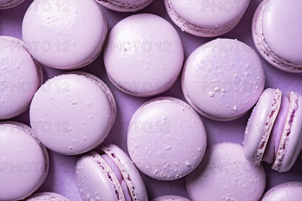 Pastel violet French macaron sweets. KI generiert, generiert AI generated