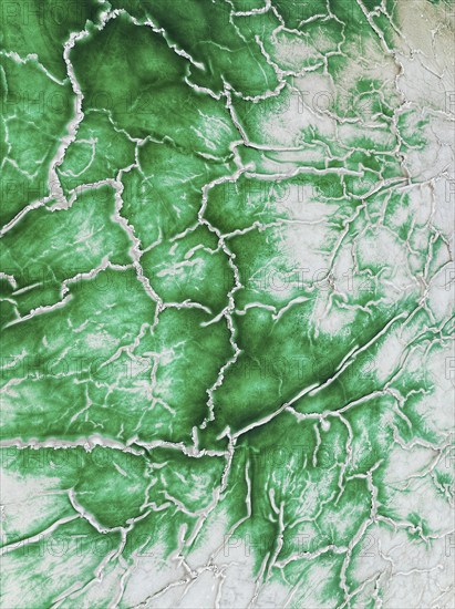 Detail of a toxic phosphogypsum waste pond in the vicinity of the town of Huelva. Aerial view.