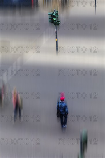 Image processing, Pedestrians crossing a carriageway at a pedestrian crossing, Berlin, Germany,
