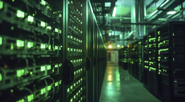 IT Server room in Advanced datacenter services cloud connections, AI generated