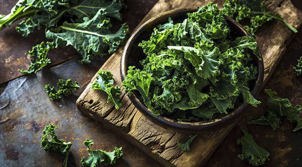 Nutritious vegetable kale salad leaves that provide big health benefits, AI generated