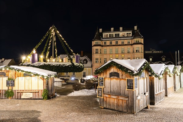 World's largest hanging Advent wreath, main square of Mariazell, night shot, Styria, Austria,