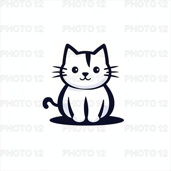 A simple cartoon cat with a white background, AI generated