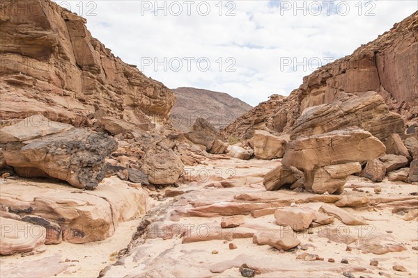 Colored canyon with red rocks. Egypt, desert, the Sinai Peninsula, Nuweiba, Dahab