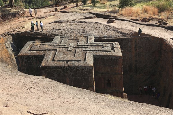 Rock churches in Lalibela, the rock church of St George, Bete Kiddus Georiys, Bete Ghiorgis Church,