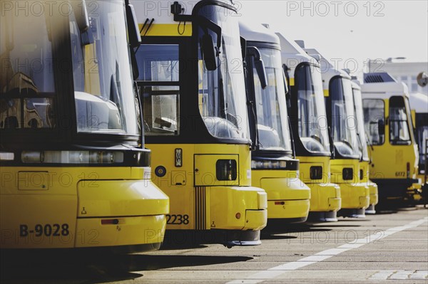 Trams of the Berlin transport company BVG are parked at the Lichtenberg depot in Berlin, 29