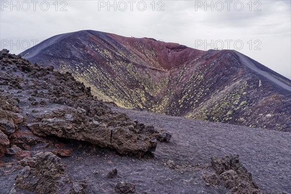 Lava rock and crater landscape around the Crateri Silvestri in the Etna National Park, Parco