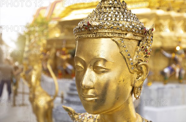 Scenic golden temple of emerald buddha Wat Phra Kaew in Bangkok, Thailand, Asia