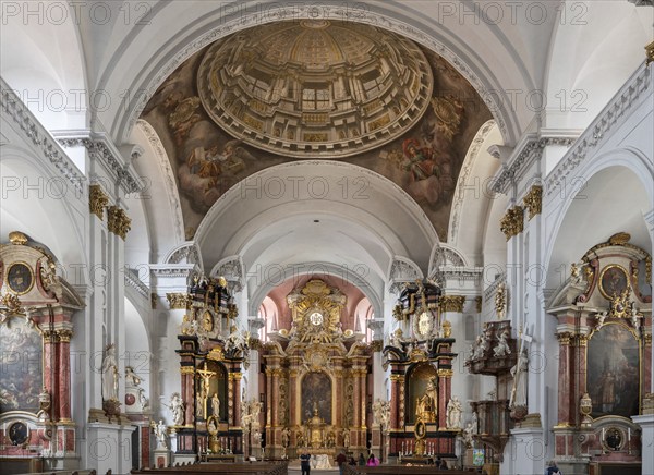 Chancel with false dome of the baroque church of St Martin, Grüner Markt, Bamberg, Upper Franconia,
