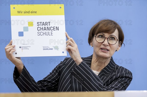 Bettina Stark-Watzinger (FDP), Federal Minister of Education and Research, at a press conference on