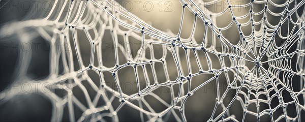 Network of interconnected shapes inspired by the structure of spider silk representing strength and