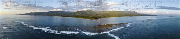 Panorama, aerial view, Marino Ballena National Park, Osa National Park, headland and sea of the