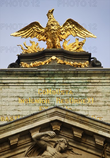 Baroque façade of the guild house La Louve, Guild of Archers of St Sebastian, Grand-Place, Grote