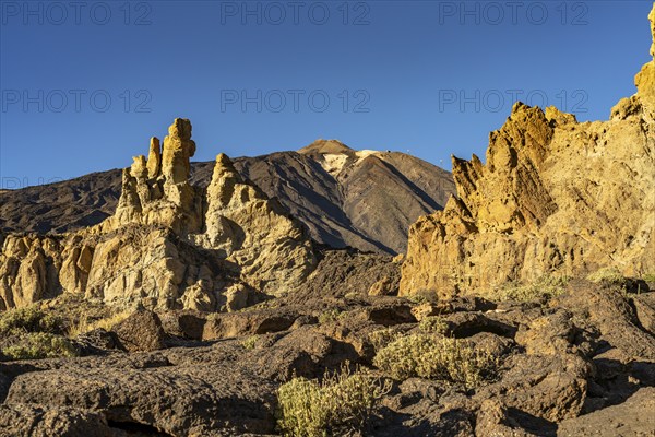 Spain's highest mountain Teide and the Roques de Garcia in Teide National Park, Tenerife, Canary