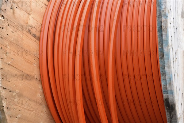 Laying fibre optic cable for fast Internet, Schleswig-Holstein, Germany, Europe