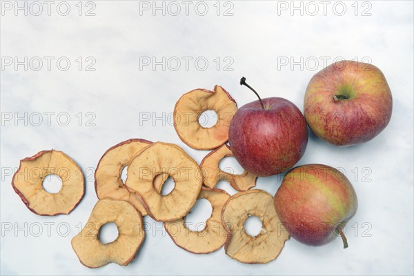 Dried apple rings and apples, dried fruit