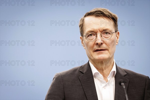 Prof Karl Lauterbach (SPD), Federal Minister of Health, at a press conference on the talks with