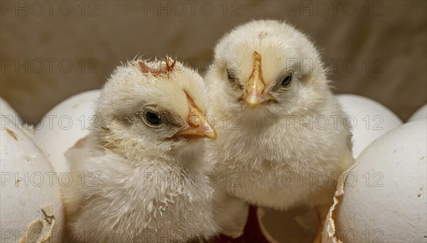 Agriculture, Animals, Chickens, Chickens freshly hatched from the egg, AI generated, AI generated