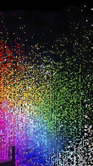 Abstract 3d pixel art technology themed pattern featuring random mosaic in vibrant hues, AI