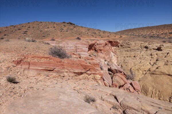 Rock formations in the Fire Canyon area at Valley of Fire State Park near Overton, Nevada