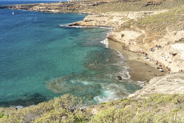 The Playa de Diego Hernandez beach on the Costa Adeje, Tenerife, Canary Islands, Spain, Europe