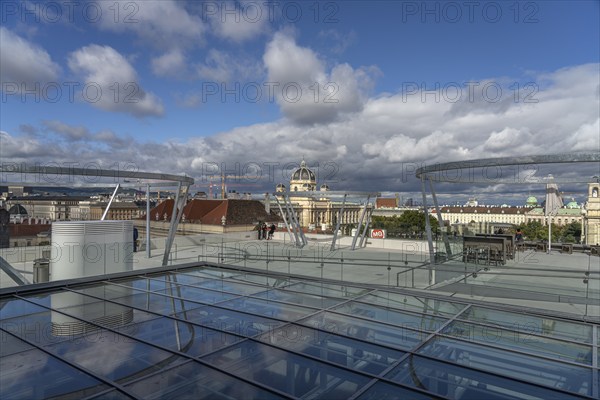 The MQ Dragonfly on the roof of the Leopold Museum with a view over Vienna, MuseumsQuartier MQ in