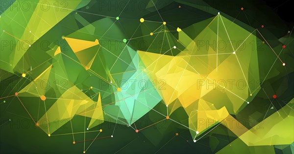 Abstract polygons shifting and rotating seamlessly, connected by glowing lines representing AI