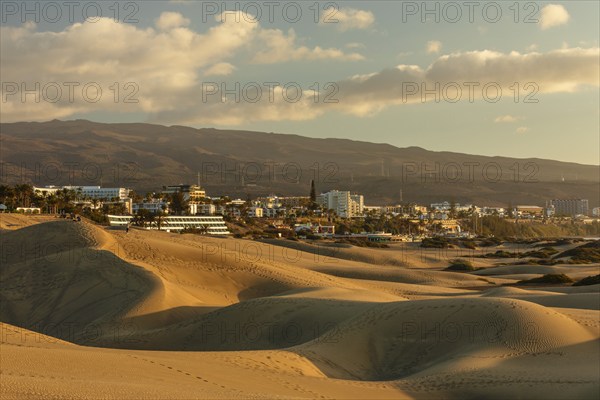 Dunes of Maspalomas with Playa des Ingles, Gran Canaria, Canary Islands, Spain, Playa des Ingles,
