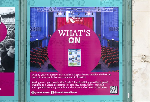 What's On poster for Regent theatre venue, Ipswich, Suffolk, England, UK