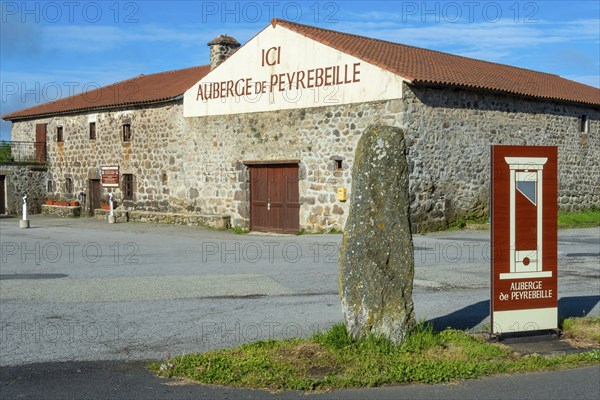 Lanarce. Auberge de Peyrebeille. Stone indicating the place of execution of the couple Martin.