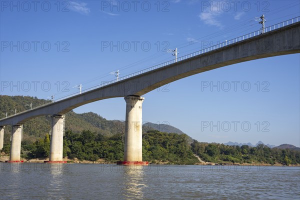 Bridge over the Mekong for the China-Laos railway, near Luang Prabang, Luang Prabang province,