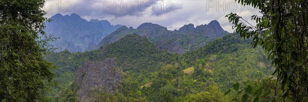 Panorama from Pha Ngern View Point on the Kart landscape, Vientiane Province, Laos, Asia