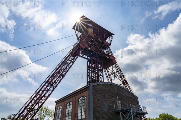 Winding tower of the former Rheinpreußen IV mine in Moers, North Rhine-Westphalia, Germany, Europe