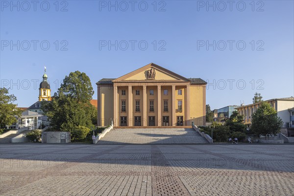 Platz der Deutschen Einheit with cultural centre. City view of Suhl, Thuringia, Germany, Europe