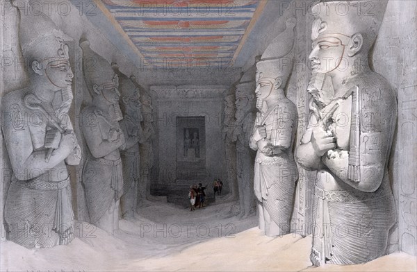 Interior view of the temple of Abu Simbel, Egypt, around 1850, Historical, digitally restored