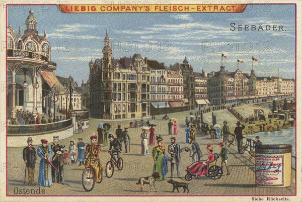 Picture series famous seaside resorts, Ostend in Belgium, Liebig picture, digitally restored