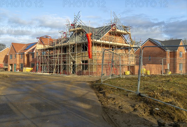 Building site construction new homes, Persimmon housing estate, Honours Meadow, Rendlesham,