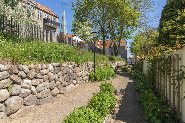 Rosenbækken, cultural-historical site, course of the moat in the Middle Ages, today the old town