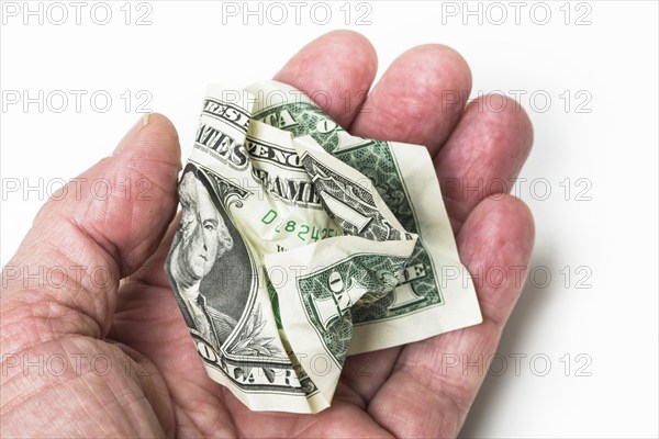 Symbol photo weak dollar, problem, crumpled note