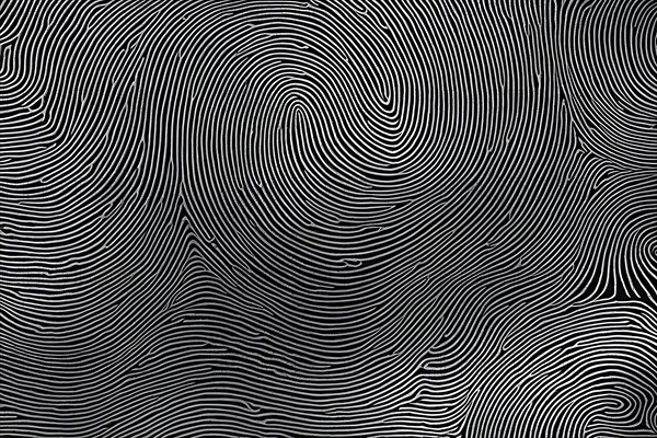 Fingerprint background dominated by swirl patterns in black and white, AI generated