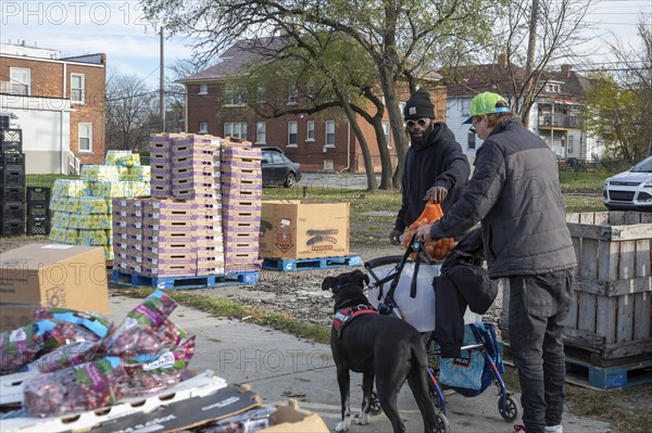 Detroit, Michigan - The nonprofit Forgotten Harvest distributes free food to residents of a