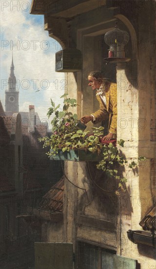 Die Dachstube, Painting by Carl Spitzweg, Historical, digitally restored reproduction from a 19th