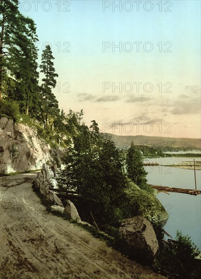 View of Lake Hitterdals, Notodden, Telemark, Norway, c. 1895, Historic, digitally restored
